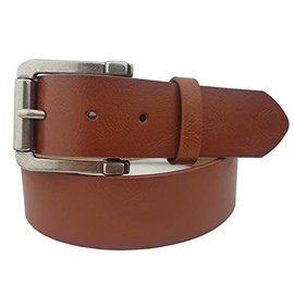 Axesoria Vegan Plain Belt with Matte Silver Buckle Tan L