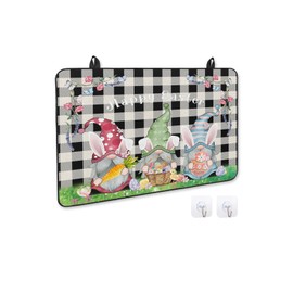 Easter Stove Cover for Electric Stove, Eggs Gnomes Rabbit Ear Hats Retro Black Buffalo Plaid Stove Top Cover for Glass Top, Heat Resistant Rubber Mat Foldable Cooktop Cover Top Protector, 28.5"x20.5"