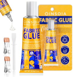Fabric Glue Permanent for Clothing, 29.5ML x2 Washable Clear Fabric Adhesive for Patches, Clothes, Jeans & Denim, Leather, Felt, No Sew Tear Mender Glue