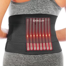 MUELLER - Soporte de espalda ajustable para medicina deportiva, ideal para dolor de espalda superior e inferior, alivio y apoyo para hombres y mujeres, cepas, ciática, escoliosis, negro, talla única