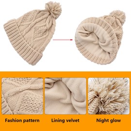 Chloria Knitted Hat, Scarf and Glove Set Women Men Girls Unisex Cable Knit Hat Thick Scarf Glove Hat Set Winter Combination Gift Set -