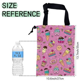 NHNXHWIA Sweets Ice Cream Car Garbage Bag,Kawaii Dessert Waterproof Small Car Trash Bag Hanging Back of Seat,Drawstring Hanging Car Trash Bag with Adjustable Buckle for Car Accessories