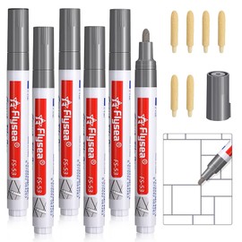 6 Pieces Dark Grey Grout Tile Pens Grout Pens，Waterproof Grouting Pen & 6 Replacement Nib Tips Grey Tile Grout Repair Pens for Restoring Tile Floor Kitchen, Bathroom, Parlor, Bedroom, Shower，Balcony