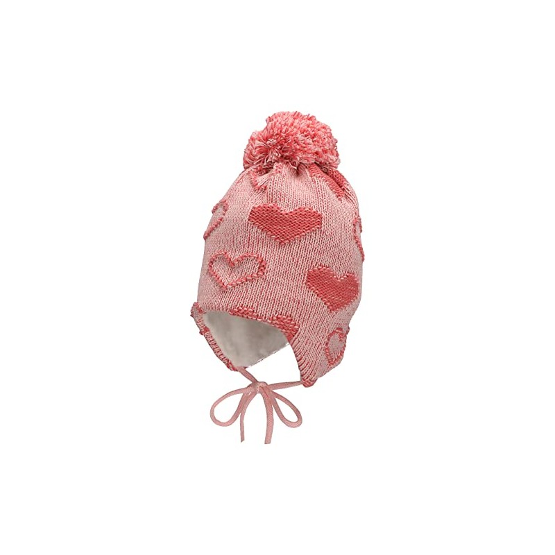 Sterntaler Girls' GOTS Bobble Hat Heart Hat, pink