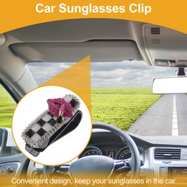 Hihaha Car Sunglasses Clip Universal Sun Visor Eyeglasses Holder Clip ABS,Diamond Black,White 7x2.5cm 1 Pcs