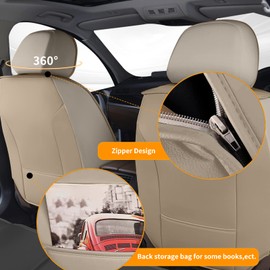 RAWAKORW Car Seat Covers Fit for Lexus RX 350 2007-2023 2024 2025 Front Set Leather Seat Covers Set with Lumbar Support Premium Automotive Cushion Protector(2 Pcs Front,Beige)