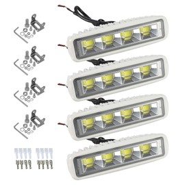 Partsam Waterproof Led Boat Lights White Beam 6.3 inch 36W IP67 Waterproof Deck Dock Marine Light 4000LMS 150°Flood Light 12/24V Light Bar Aluminum Housing w/180°Adjustable Mounting Bracket(2pcs/4pcs)
