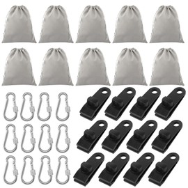 Portable Weight Bag for Gazebo, Pack of 10 20 x 25 cm Weight Bags Outdoor Curtain Canvas Weights with 12 Carabiners 12 Clips, Gazebo Sandbags for Curtains Tents Tablecloths