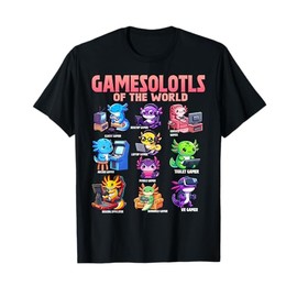 Gamesolotls of the World Diverse Gamer Axolotl Animals T-Shirt