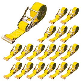 JOYANALL E-Track Ratchet Strap, 18 Pack 2" x 16' Heavy Duty Tie-Down Rachet Straps，4400 lbs Cargo Tie-Downs, E-Track Spring Fittings，Durable Tie-Downs for Cargo Vans, Trucks, Trailers