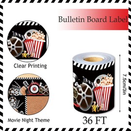 Movie Night Bulletin Board Decoration Holiday Trim Border 36 ft Cutouts Bulletin Board for Party Office Chalkboard Decor