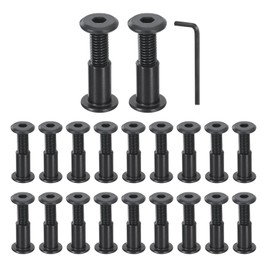 sourcing map 20Sets M8x40mm Hex Drive Socket Cap Bolt and M8x18mm Nuts with Hex Wrench, Furniture Connector Bolts and Screws for Furniture Countersunk Belt, Black