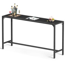 ODK 63 Inch Outdoor Bar Table, Hot Tub Table, Patio Counter Bar Height Table with Weather Resistant Waterproof Top for Garden, Yard, Balcony, Poolside, Indoor (Black)