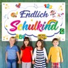 LOHAME Endlich Schulkind Banner 180 x 110cm Einschulung Deko Hintergrund