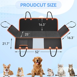 DNYKER Back Seat Extender for Dogs, PU Leather Hard Bottom Dog Car Seat Cover for Back Seat, Waterproof, Scratch Proof and Anti Slip Dog Hammock for Cars and SUVs, Holds 400 lbs