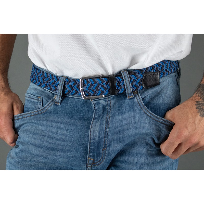 Trafalgar Chandler Cinturón elástico tejido mixto para hombre, azul Mix,