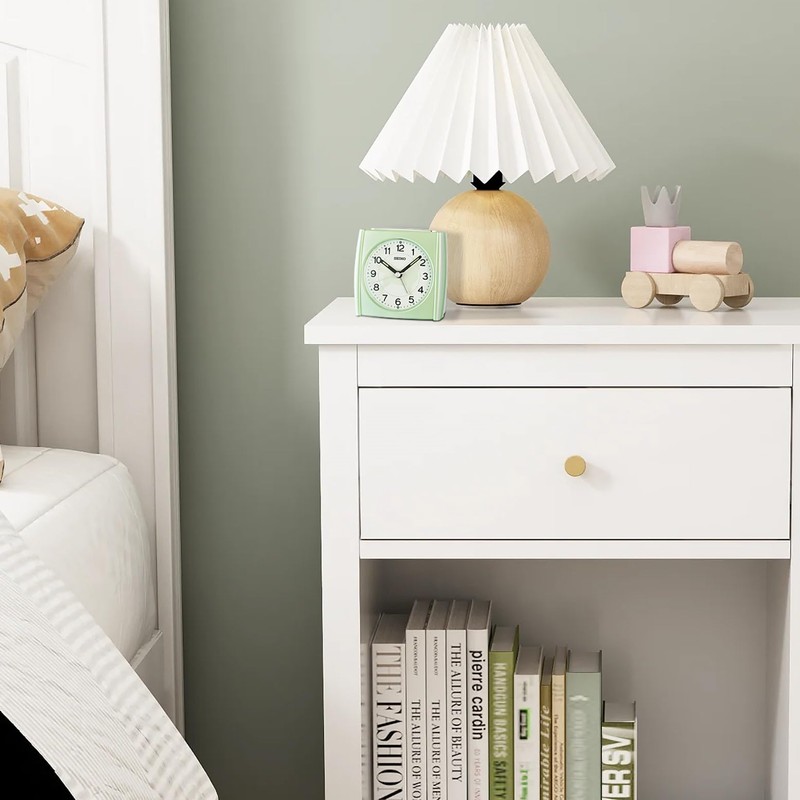 Seiko QHE209MLH Square Non Ticking Bedroom Alarm Clock, Puppy Green,