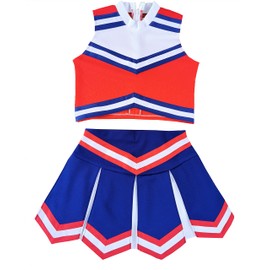 Little Girls' Cheerleader Cheerleading Outfit Uniform Costume Cosplay Red/Blue/White (M / 5-8)