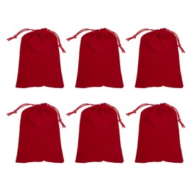PATIKIL 6 Pcs Velvet Drawstring Bags, 9 x 7 Inch Large Velvet Cloth Jewelry Gift Pouches with Drawstring, Favor Candy Bag Dust Bag for Wedding Birthday Party Christmas, Red