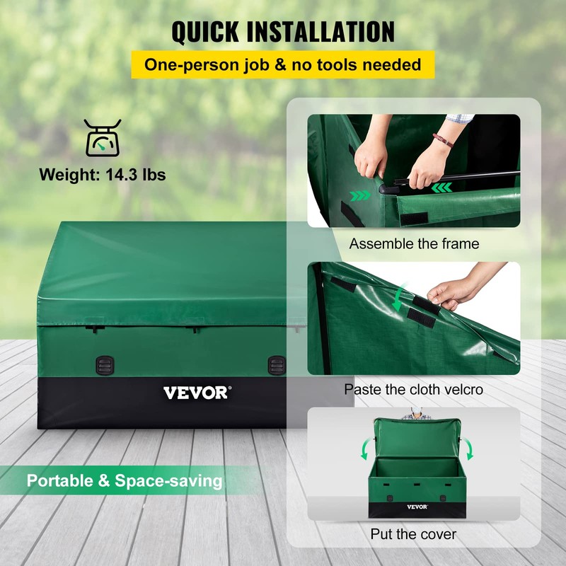 VEVOR Outdoor Storage Box, 150 Gallon Waterproof PE Tarpaulin Deck