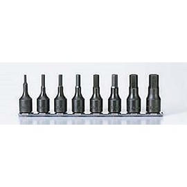 Kohken 3/8 (9.5 mm) SQ. Hex Bit Socket Rail Set, Total Length: 2.0 inches (52 mm), Set of 8 RS3012M/8-L52