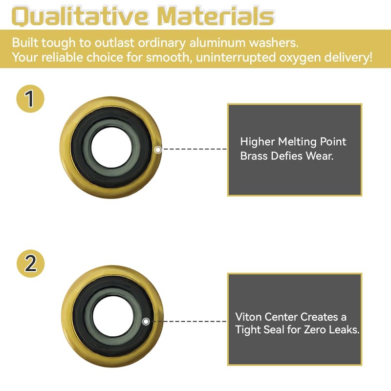 Oxygen Regulator Brass Yoke Washer Seals Brass & Viton Design,