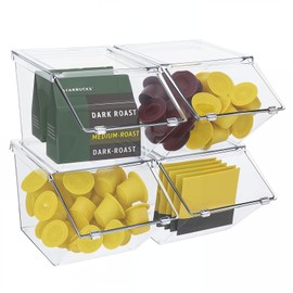 4 Pack Clear Tea Bags Organizer & Storage Box Set, PET Material Tea Bag Storage Organizer for Coffee Pods, K-Cups, Snacks & More - Perfect for Home, Office, or Travel - Stylish Functional Design