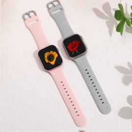 Watch Sport Band for Smart Watch Floral Bands for Women 38mm 40mm 41mm for Women Compatible with iWatch Series Ultra 8 7 6 5 4 3 2 1 SE SmartWatch Cute Band Accessories (38mm/40mm/41mm, Grey Pink)