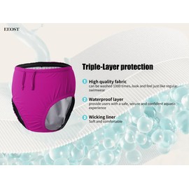 EEOST Adult Reusable Swim Diapers Special Needs Swimwear for Incontinence Cloth Diaper Covers Waterproof,Leakproof, Unisex (Pink, XXXL)