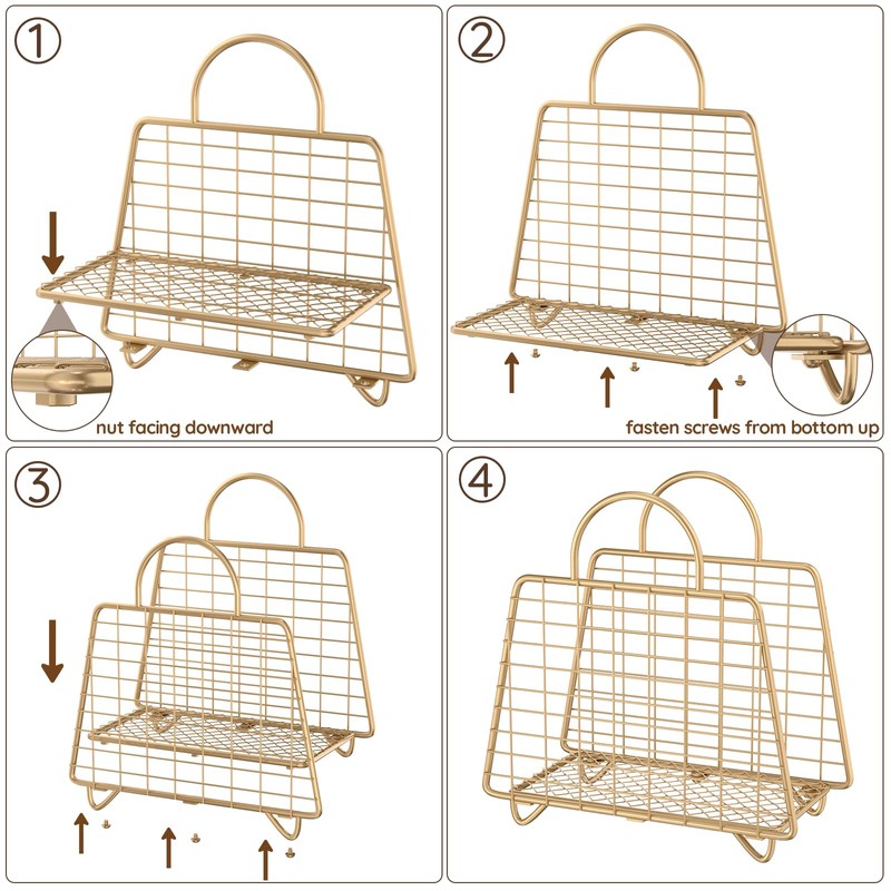 Gold Magazine Holder,Modern Magazine Rack Floor,Metal Wire Magazine Basket