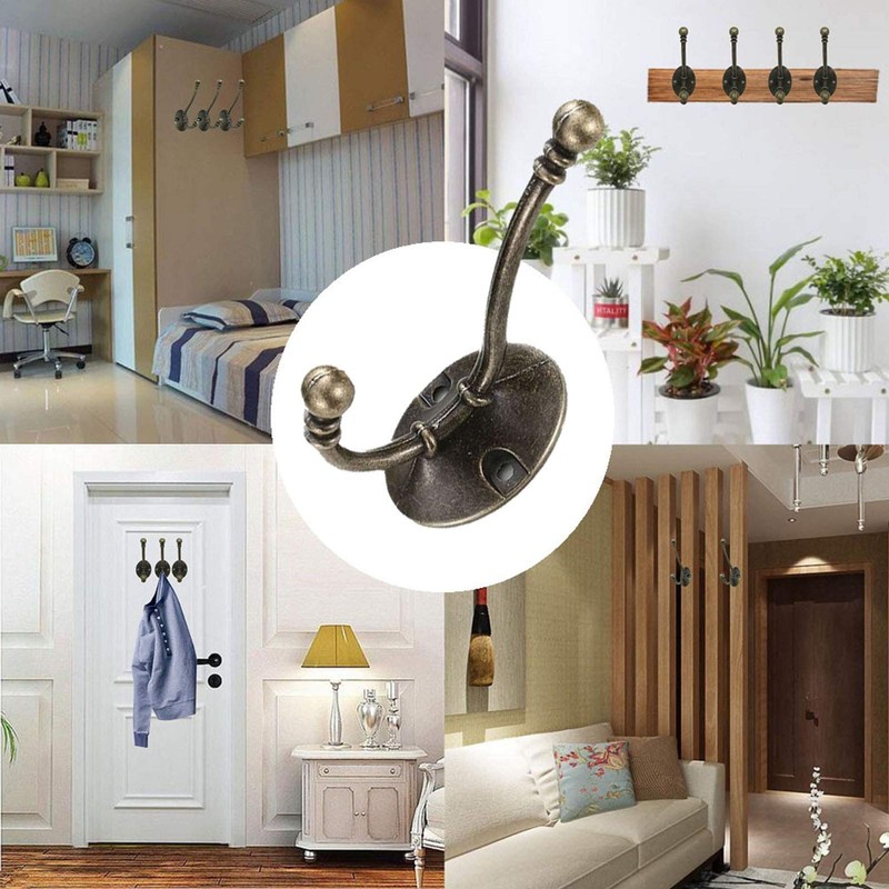 Beilala Brass Coat Hooks Wall Mounted, 8 Pack Heavy Duty