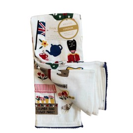 Isaac Mizrahi Kitchen Towels World Cities LONDON Multicolor Set of 2 NEW