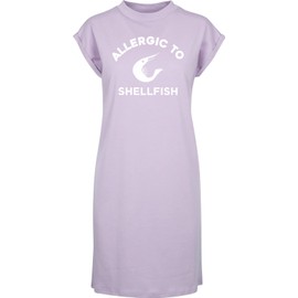Hippowarehouse Allergic to Shellfish t-Shirt Dress Women's Adults Nightie Nightdress Lilac