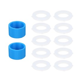 2pcs Water Filter Coupling Kit, Cleaning Coupler with 10 Cap Sealing Gasket Replacement Compatible with Sawyer Squeeze Filtration System & Standard Plastic Bottle for Hiking Camping Accessories