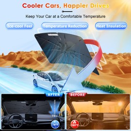 BSTW BSTW Passend fr VW ID.4 Pure GTX Pro Goal 2021-2025 Sonnenschutz Frontscheibe C 360 Drehbarer Auto-Sonnenschirm mit UV-Schutz & Hitzeschutz | Faltbar, VW ID4 Sonnenschutz Windschutzscheibe Zubeh?r