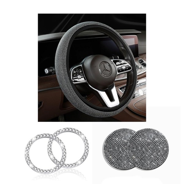XFSRG Glitzerndes Lenkradbezug aus Kristall für Auto – Luxuriöser Lenkradschutz