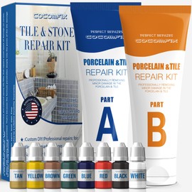 Tile Repair Kit, Ceramic Tile Chip Repair Kit(Color Match), Porcelain Repair Kit with Super Strong Adhesion, Fix Chips, Cracks and Holes on Ceramic Tile, Porcelain, Acrylic, Fiberglass, Enamel