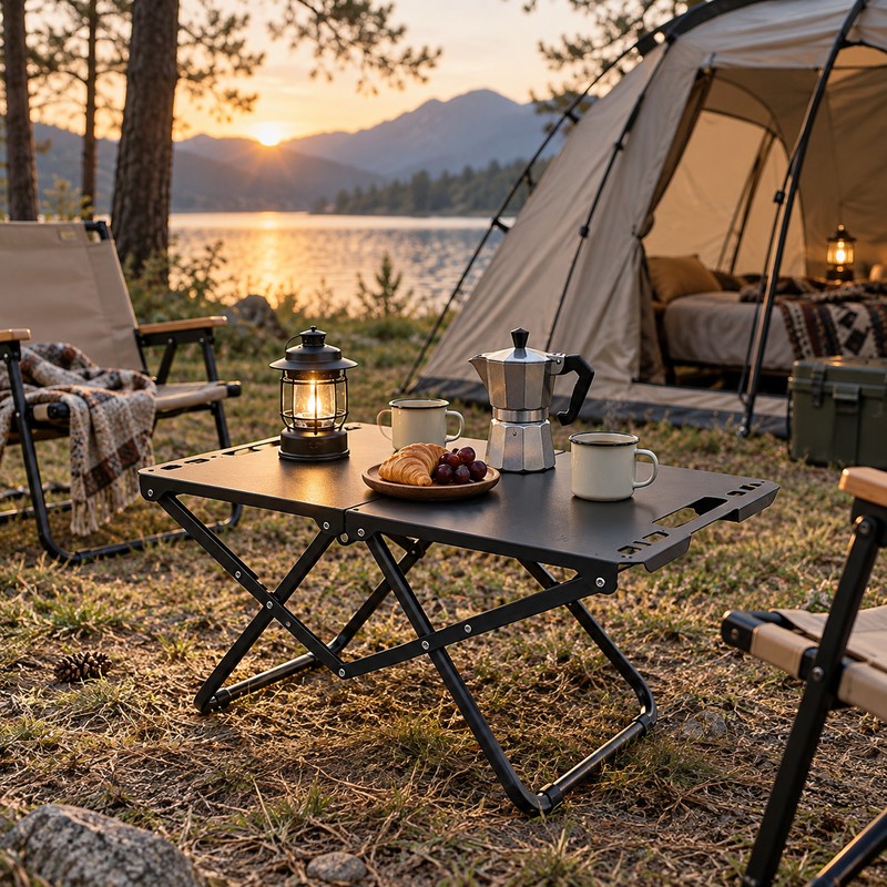 Folding Camping Table for Outdoor Adventures – Compact Metal Side