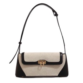 Small Shoulder Bag for Women, Retro PU Leather Underarm Bag Top Handle Hobo Tote Clutch Handbag Purse with Buckle Closure (Black)