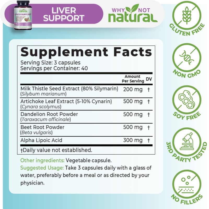 Why Not Natural 5-in-1 Liver Health Formula Supplement for Detox