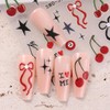 Summer Nail Art Stickers Decals Cherry Bowknot 5D Embossed Nail