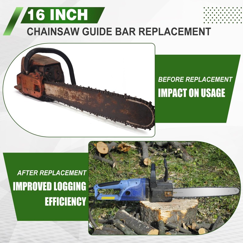 Blulu 4 Pack 16 Inch Chainsaw Guide Bar Replacement Compatible