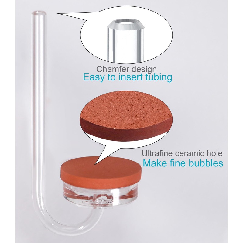 Clscea CO2 Diffuser for Aquarium Plant Mini CO2 Atomizer, U-Shaped-L