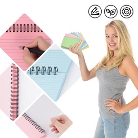 Koogel 400PCS Ruled Index Cards, Flash Cards with Waterproof Covers 6x4 Inches Note Cards with Spiral 8 Colors for Memory Learning To Do List School Office