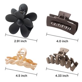 8PCS Hair Clips for Women, Flower Claw Clips for Thick Hair, Non-Slip Hair Accessories with Multi-Styles, Neutral Colors Hair Claw Clips and Variety Pack, Ideal for Girls