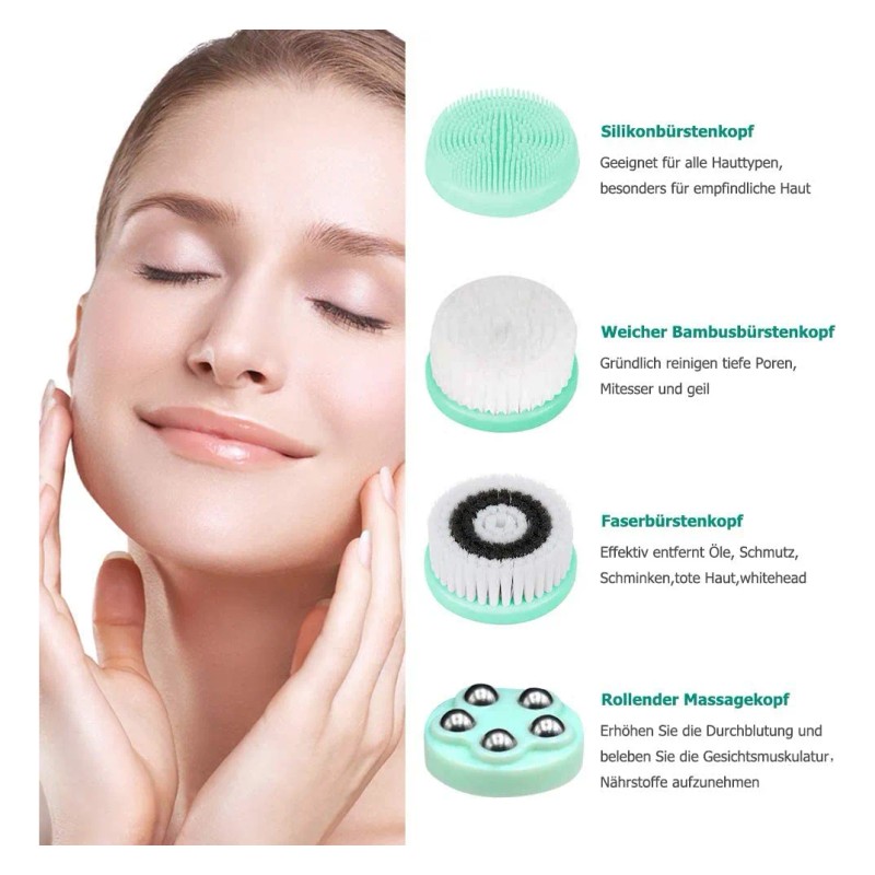 Cepillo De Limpieza Facial Multifuncional Masaje Con 3 Modos Turquesa