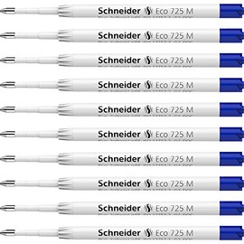 Schneider 172513 Eco 725 Ballpoint Pen Refills Awarded with The Blue Angel Line Width M Blue Pack of 10