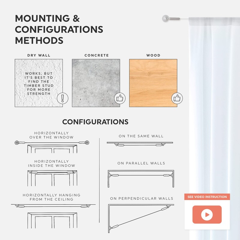 Wire Curtain Hanging System - 16ft Stainless Steel Room Divider