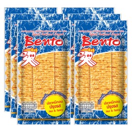 Bento Thai Snack Box Dried Squid Seafood, Flavor - Hot & Spicy (Blue), 18 g x 6 Bags (Pack of 6)