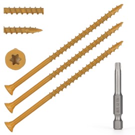 Bobibbi Deck Screws #10 x 4’’, T25 Star Torx Drive Flat Head Wood Screws, Tan, 5lb